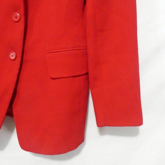 ESSENCE By THEME | small | Red Waffle Knit Textured Blazer | Faux Pockets - Picture 9 of 16